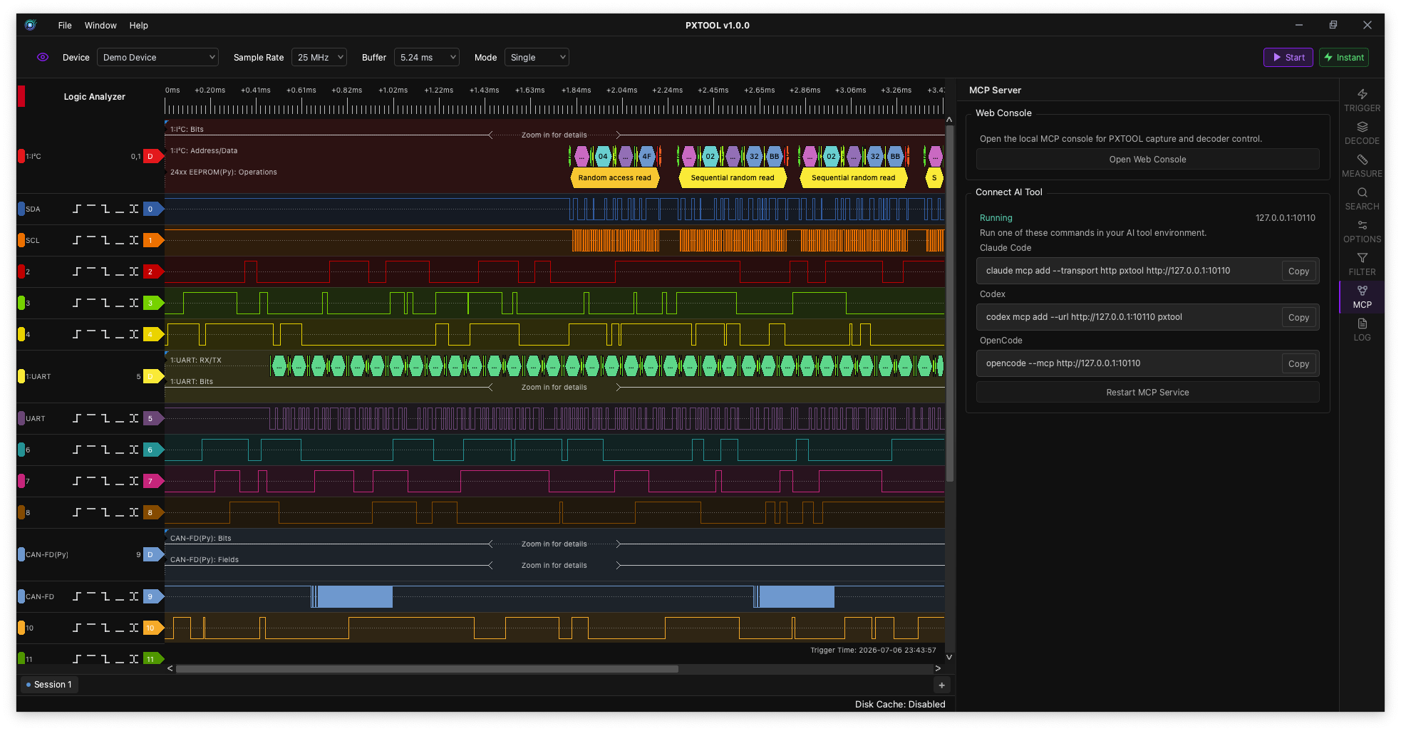 PXTOOL Analyzer AI MCP panel screenshot
